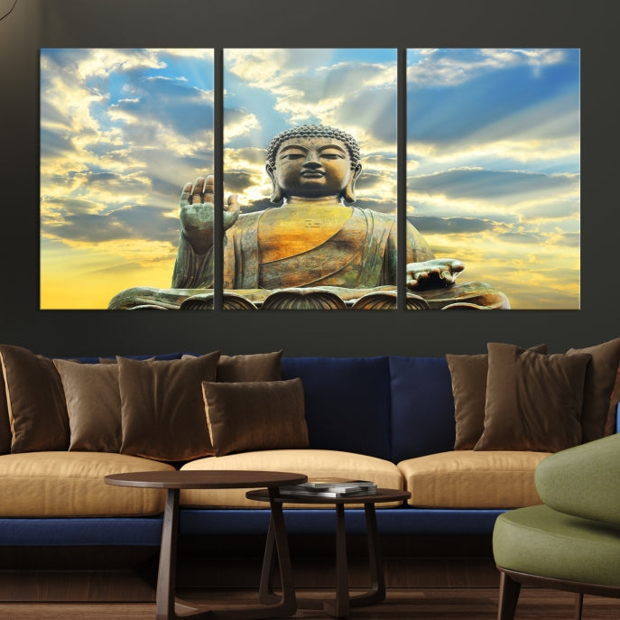 Buddha Wall Art | Meditating Print | Buddha Statue | Buddhism Decor | Large Buddhism Canvas | Spiritual Art | Large