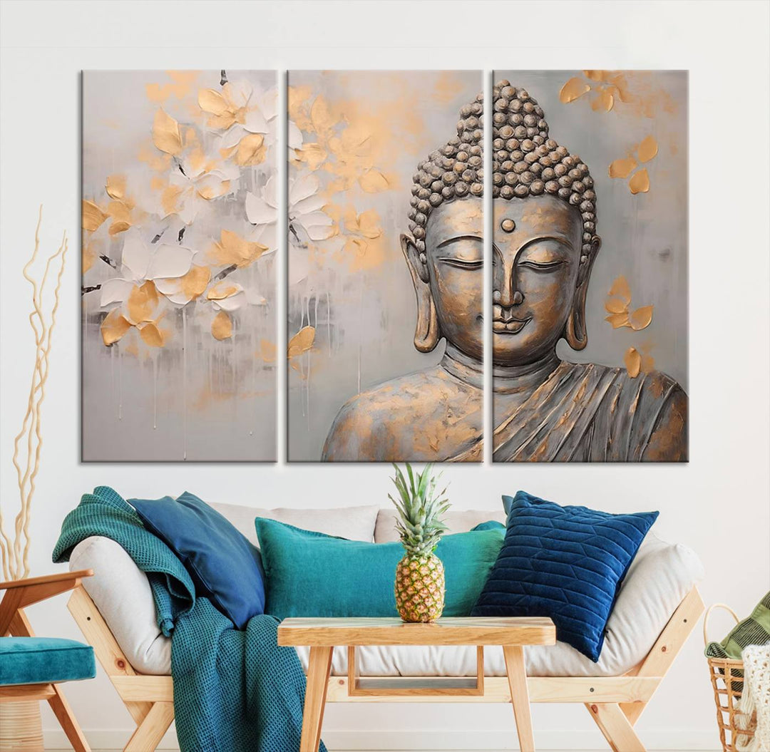 Buddha Wall Art Spiritual Abstract Canvas Print, Buddhism Canvas Art for Wall Decor