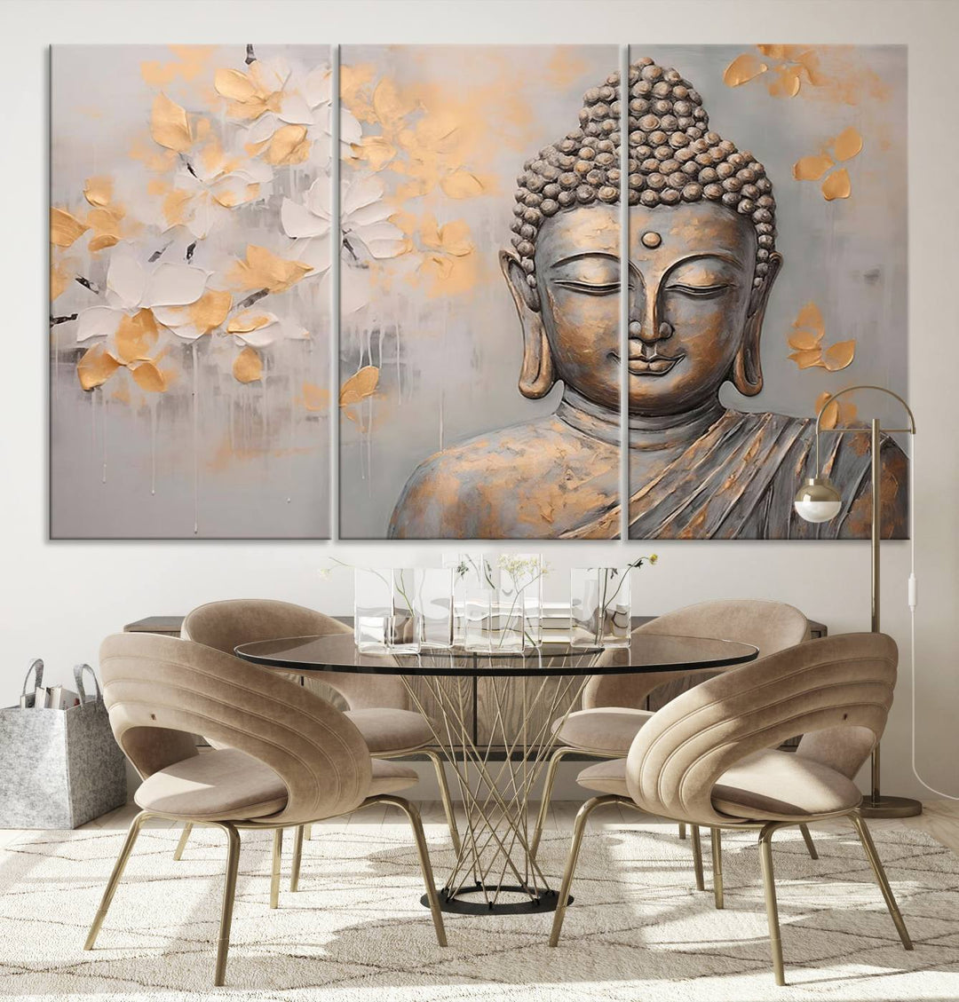 Buddha Wall Art Spiritual Abstract Canvas Print, Buddhism Canvas Art for Wall Decor