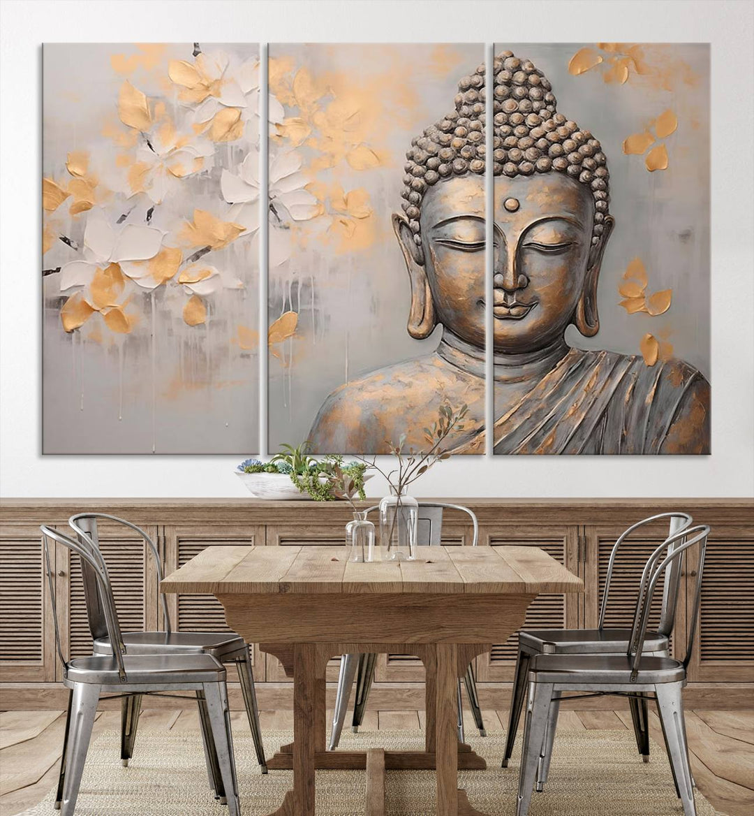 Buddha Wall Art Spiritual Abstract Canvas Print, Buddhism Canvas Art for Wall Decor