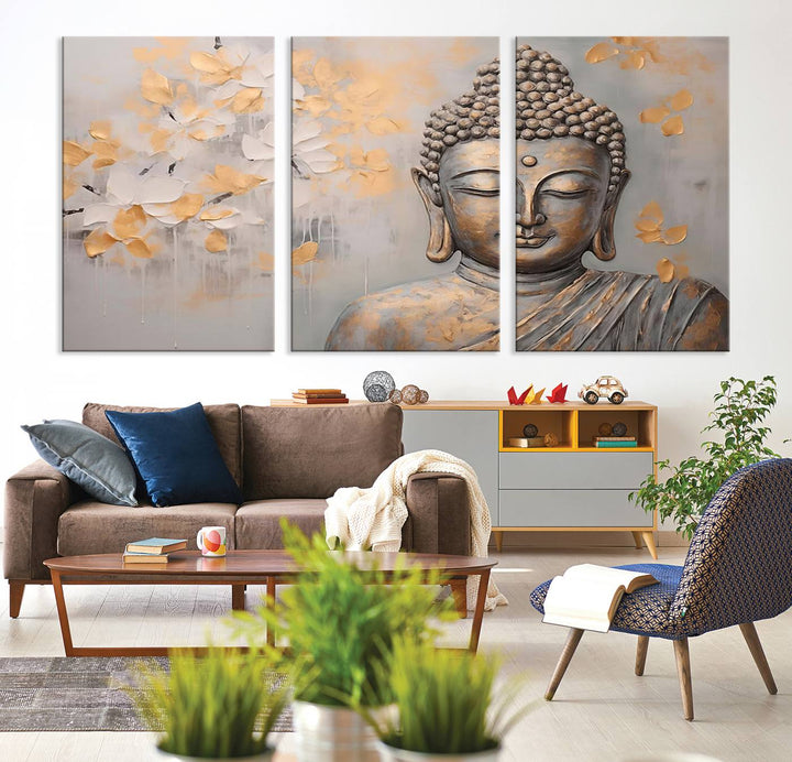 Buddha Wall Art Spiritual Abstract Canvas Print, Buddhism Canvas Art for Wall Decor