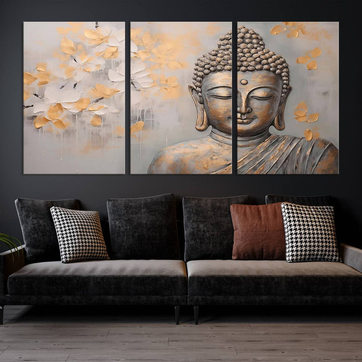 Buddha Wall Art Spiritual Abstract Canvas Print, Buddhism Canvas Art for Wall Decor