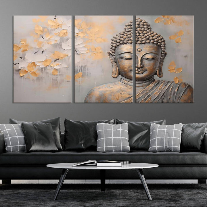 Buddha Wall Art Spiritual Abstract Canvas Print, Buddhism Canvas Art for Wall Decor