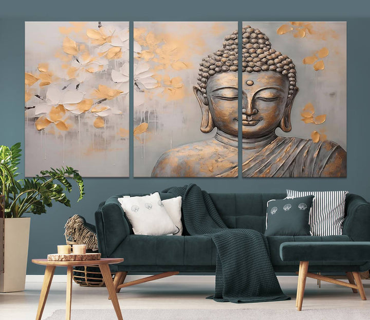 Buddha Wall Art Spiritual Abstract Canvas Print, Buddhism Canvas Art for Wall Decor