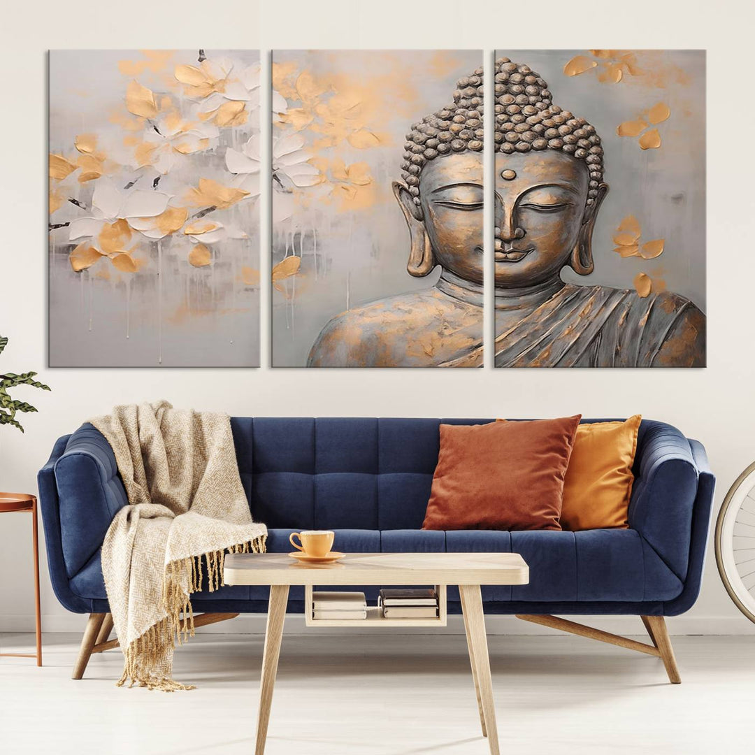 Buddha Wall Art Spiritual Abstract Canvas Print, Buddhism Canvas Art for Wall Decor