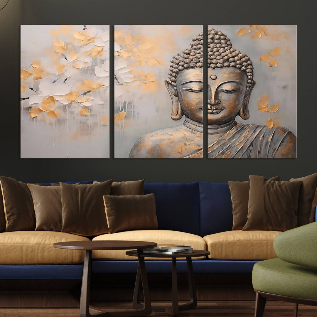 Buddha Wall Art Spiritual Abstract Canvas Print, Buddhism Canvas Art for Wall Decor