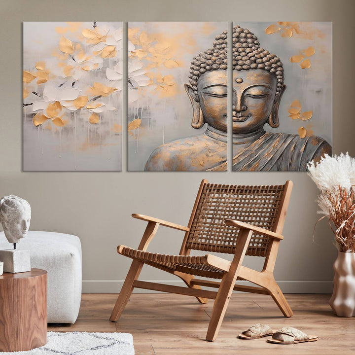 Buddha Wall Art Spiritual Abstract Canvas Print, Buddhism Canvas Art for Wall Decor