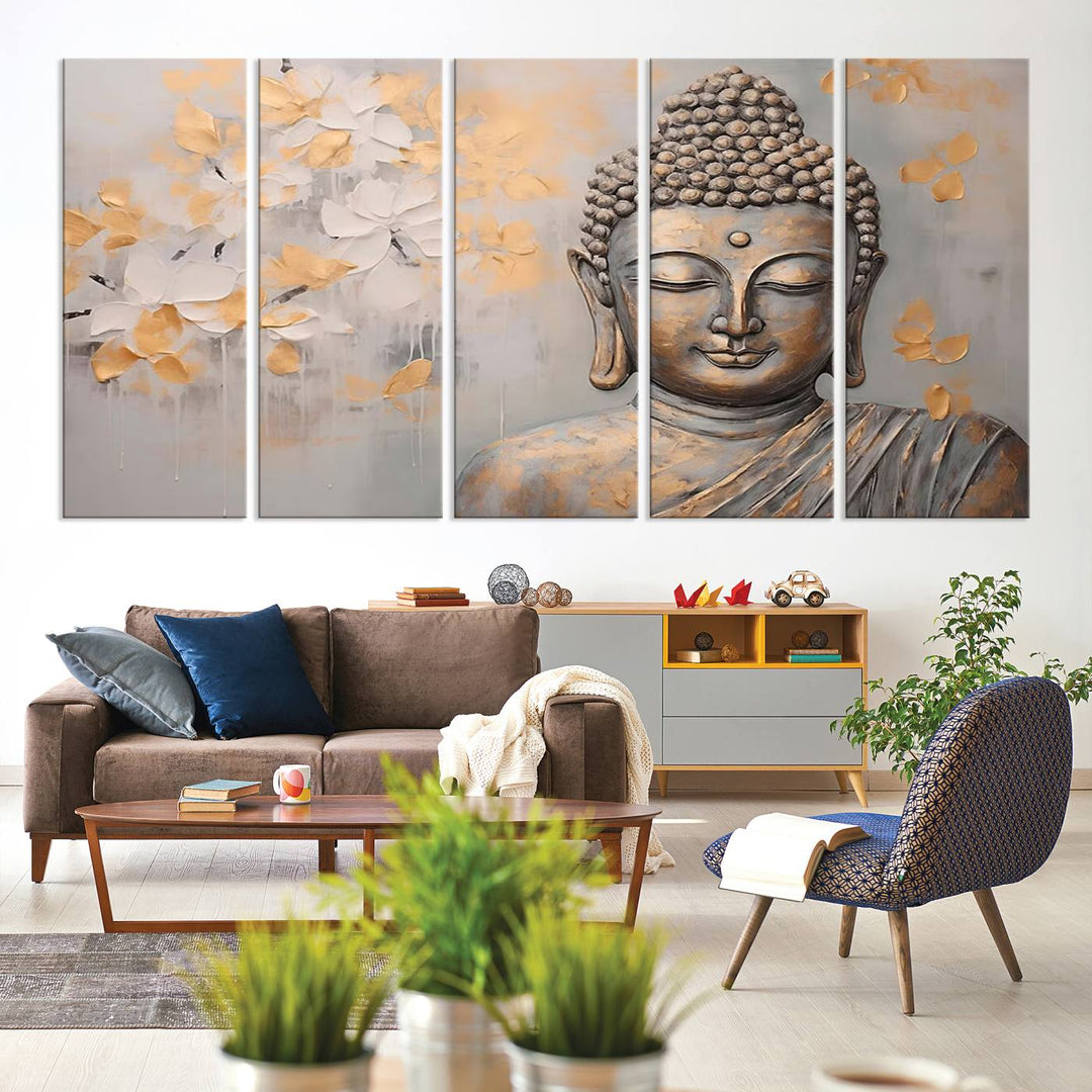 Buddha Wall Art Spiritual Abstract Canvas Print, Buddhism Canvas Art for Wall Decor