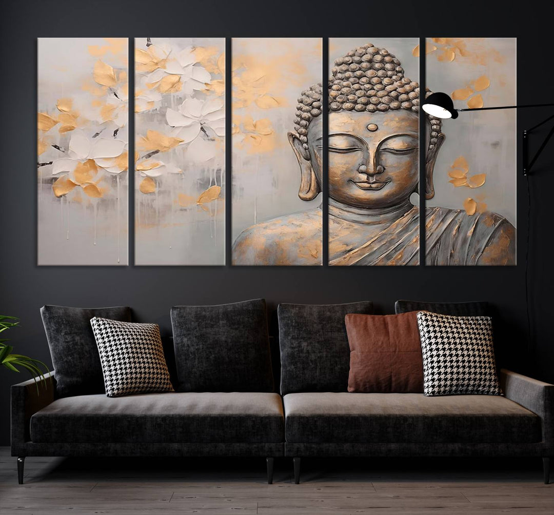 Buddha Wall Art Spiritual Abstract Canvas Print, Buddhism Canvas Art for Wall Decor