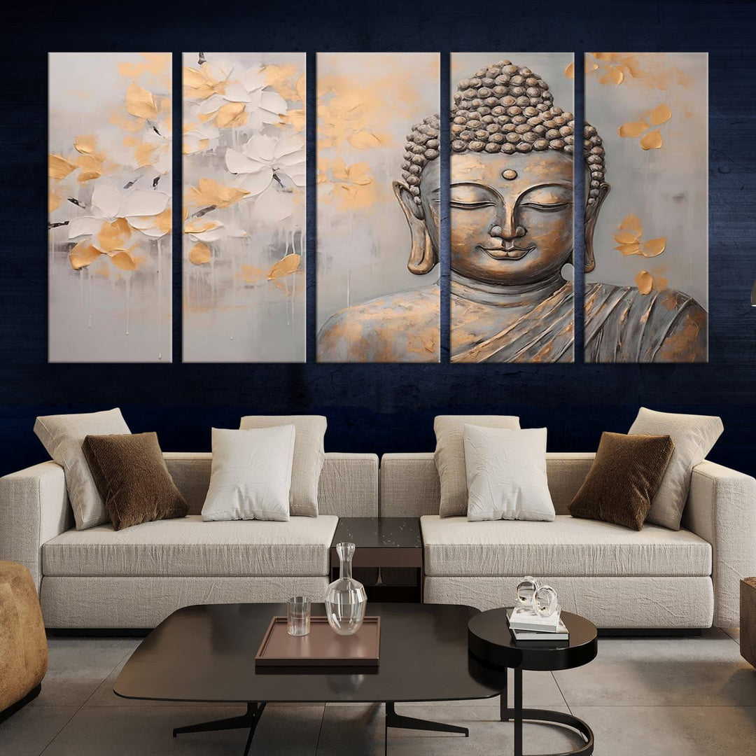 Buddha Wall Art Spiritual Abstract Canvas Print, Buddhism Canvas Art for Wall Decor