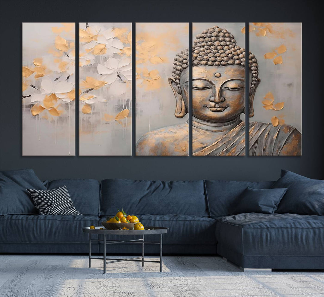 Buddha Wall Art Spiritual Abstract Canvas Print, Buddhism Canvas Art for Wall Decor