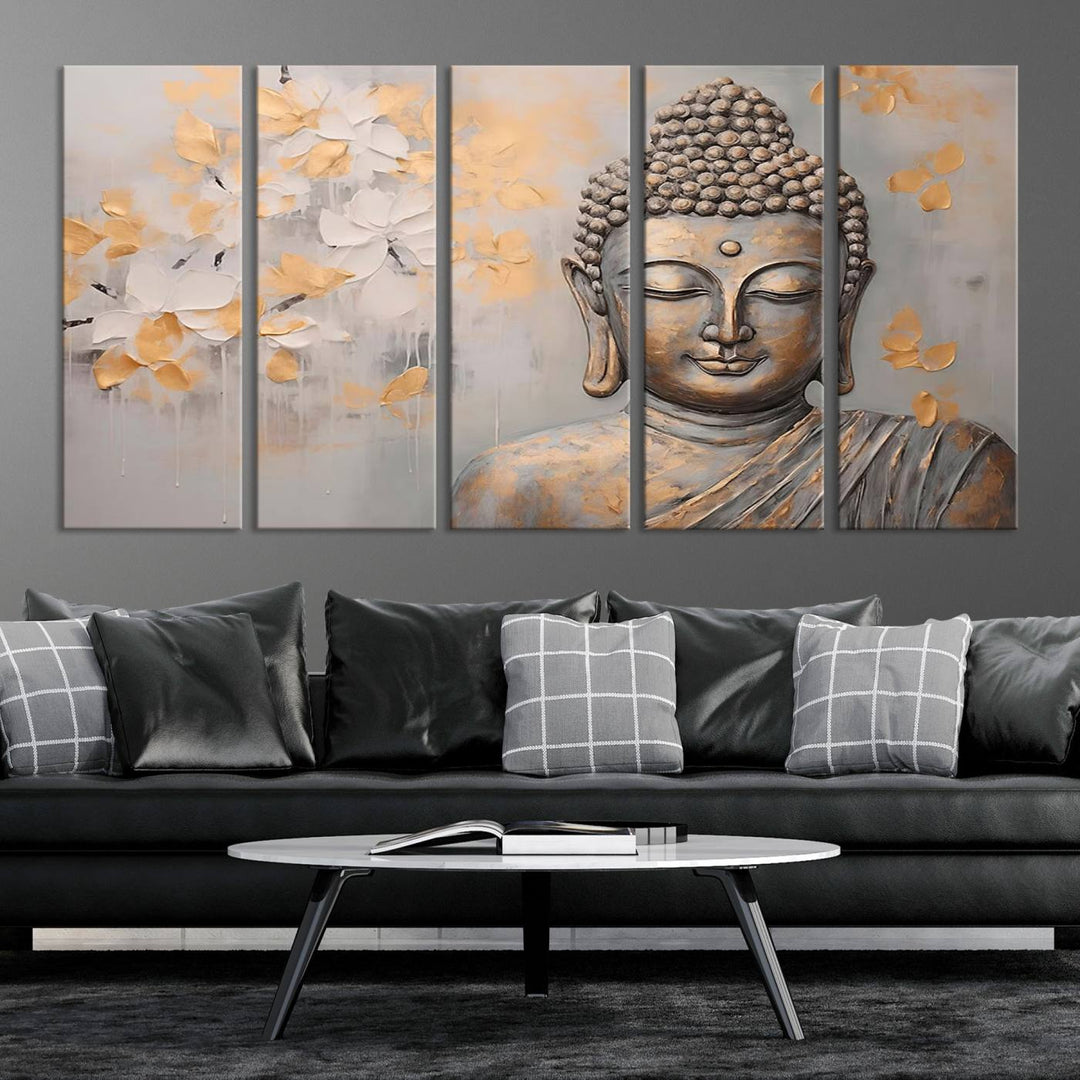 Buddha Wall Art Spiritual Abstract Canvas Print, Buddhism Canvas Art for Wall Decor