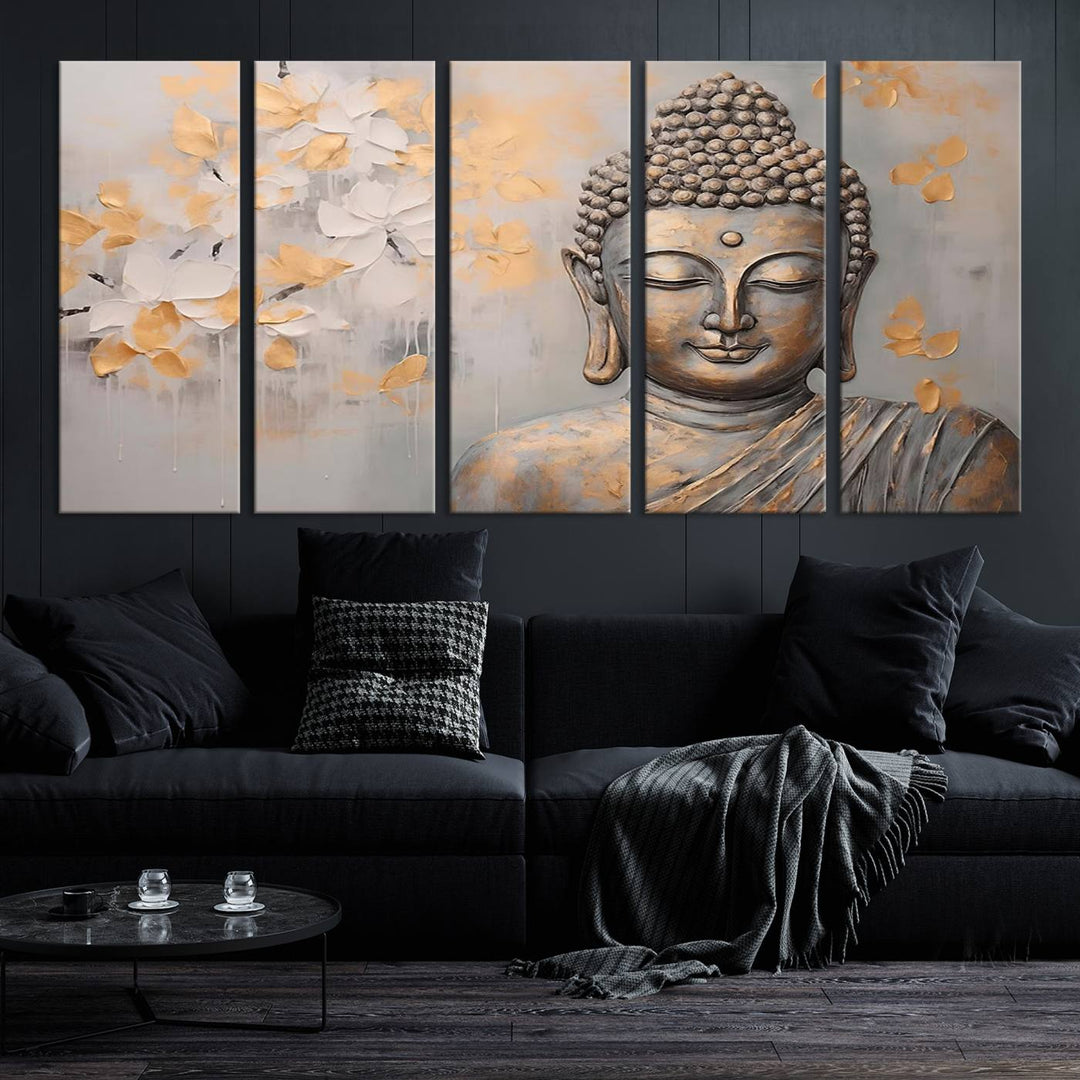 Buddha Wall Art Spiritual Abstract Canvas Print, Buddhism Canvas Art for Wall Decor