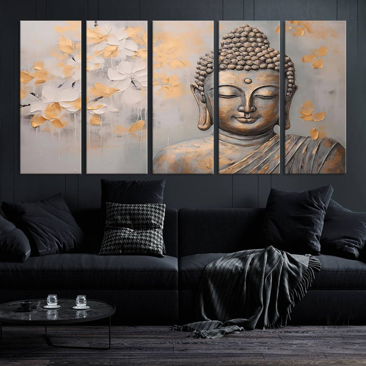 Buddha Wall Art Spiritual Abstract Canvas Print, Buddhism Canvas Art for Wall Decor