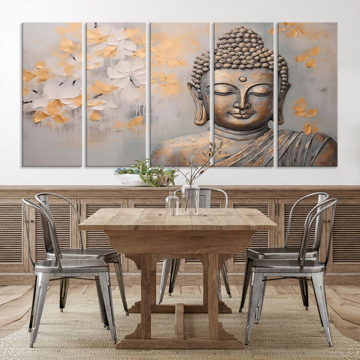 Buddha Wall Art Spiritual Abstract Canvas Print, Buddhism Canvas Art for Wall Decor