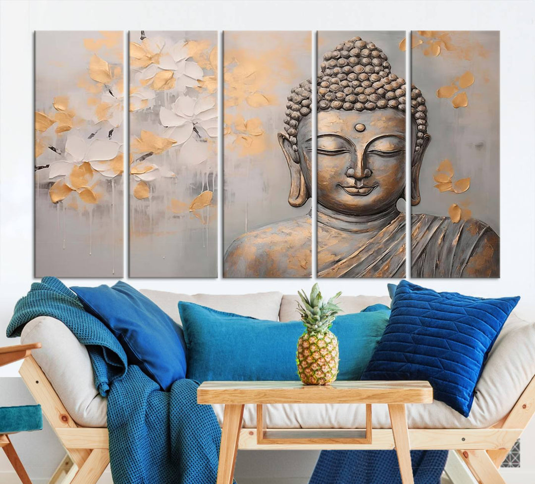 Buddha Wall Art Spiritual Abstract Canvas Print, Buddhism Canvas Art for Wall Decor