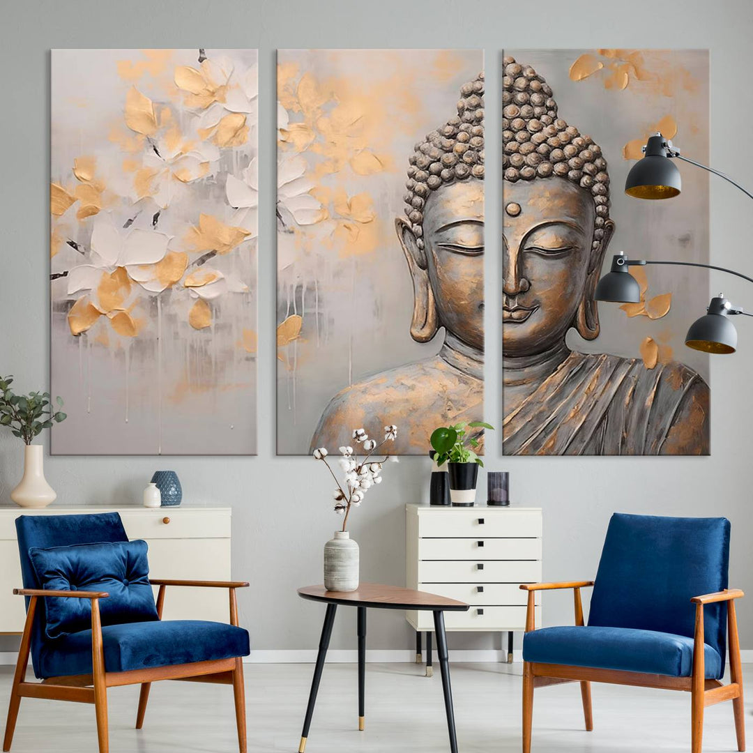 Buddha Wall Art Spiritual Abstract Canvas Print, Buddhism Canvas Art for Wall Decor