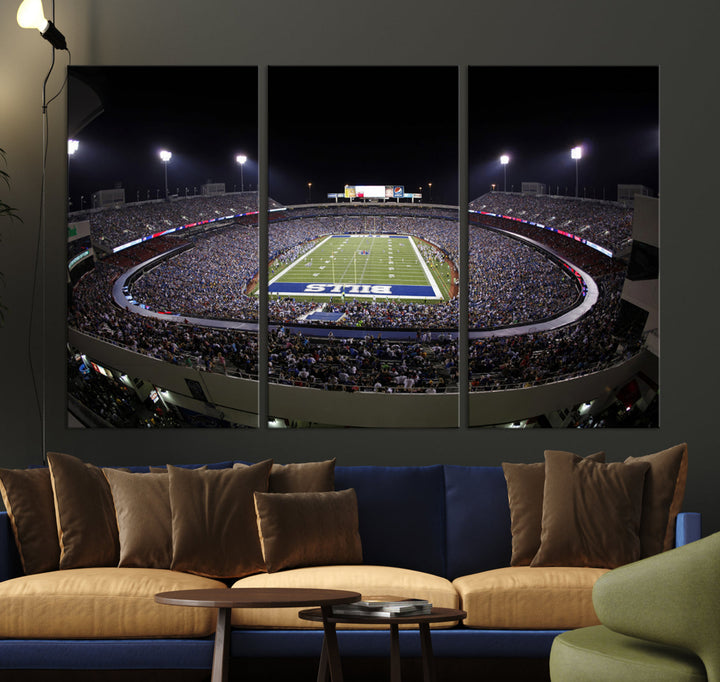 Buffalo Bills Stadium Wall Art Canvas Print, Game Night at Highmark Stadium American Football Stadium Wall Art Canvas Print - NFL Wall Art