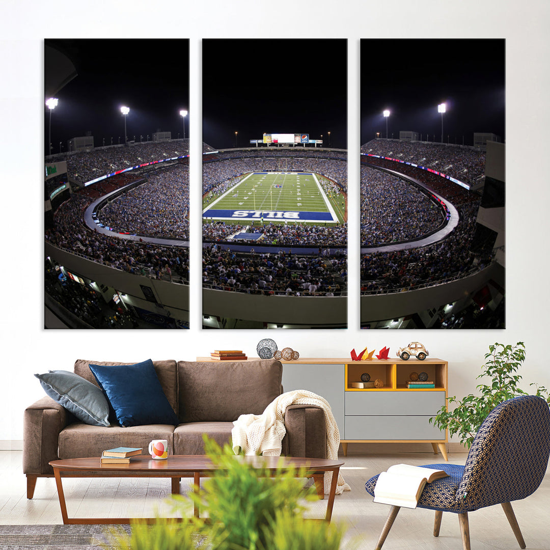 Buffalo Bills Stadium Wall Art Canvas Print, Game Night at Highmark Stadium American Football Stadium Wall Art Canvas Print - NFL Wall Art