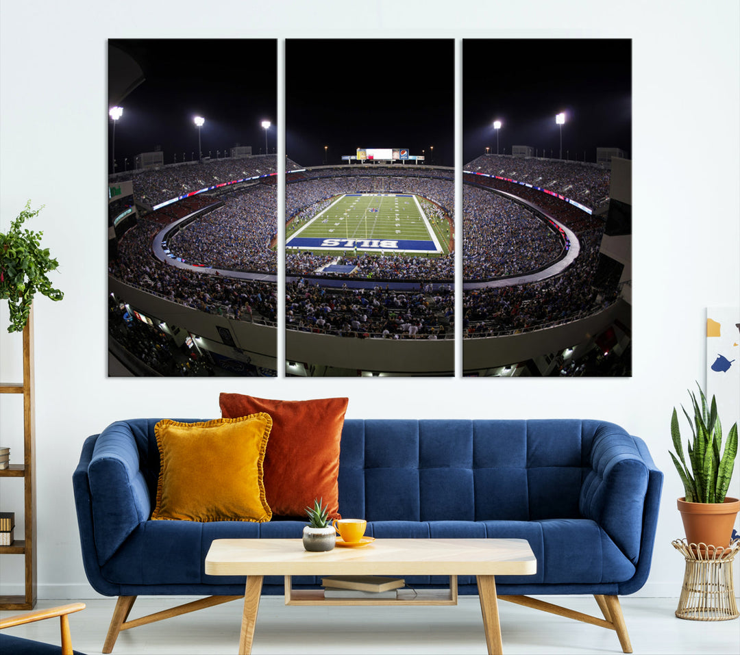 Buffalo Bills Stadium Wall Art Canvas Print, Game Night at Highmark Stadium American Football Stadium Wall Art Canvas Print - NFL Wall Art