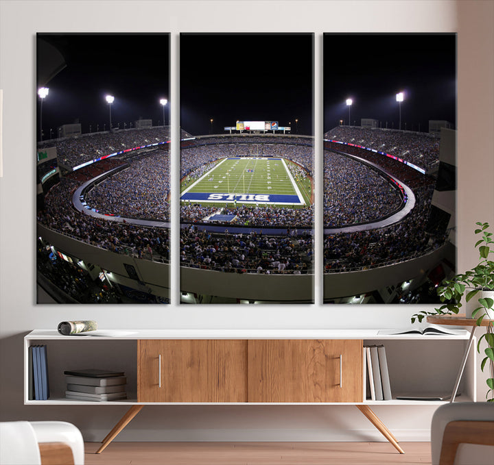 Buffalo Bills Stadium Wall Art Canvas Print, Game Night at Highmark Stadium American Football Stadium Wall Art Canvas Print - NFL Wall Art