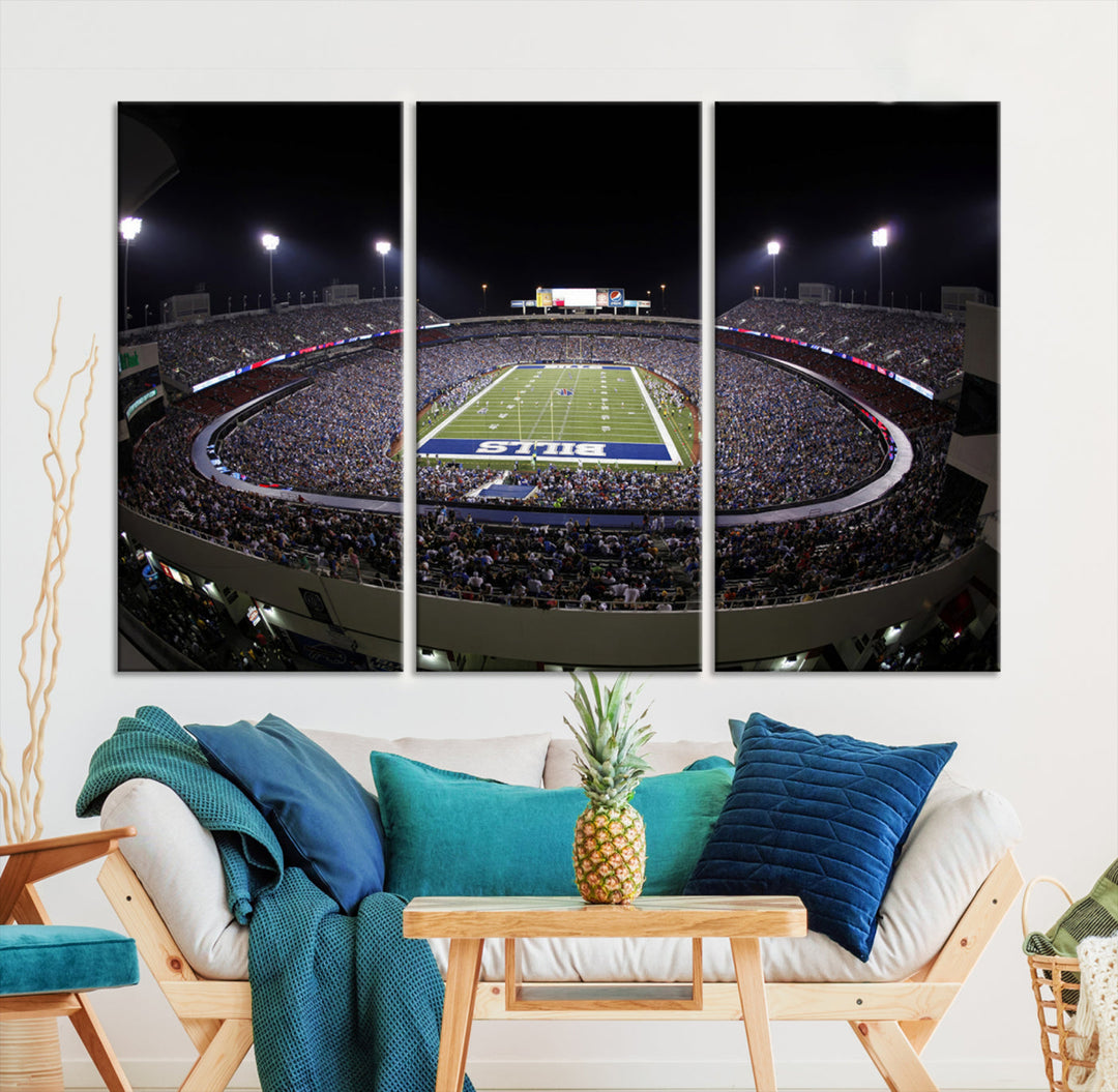 Buffalo Bills Stadium Wall Art Canvas Print, Game Night at Highmark Stadium American Football Stadium Wall Art Canvas Print - NFL Wall Art