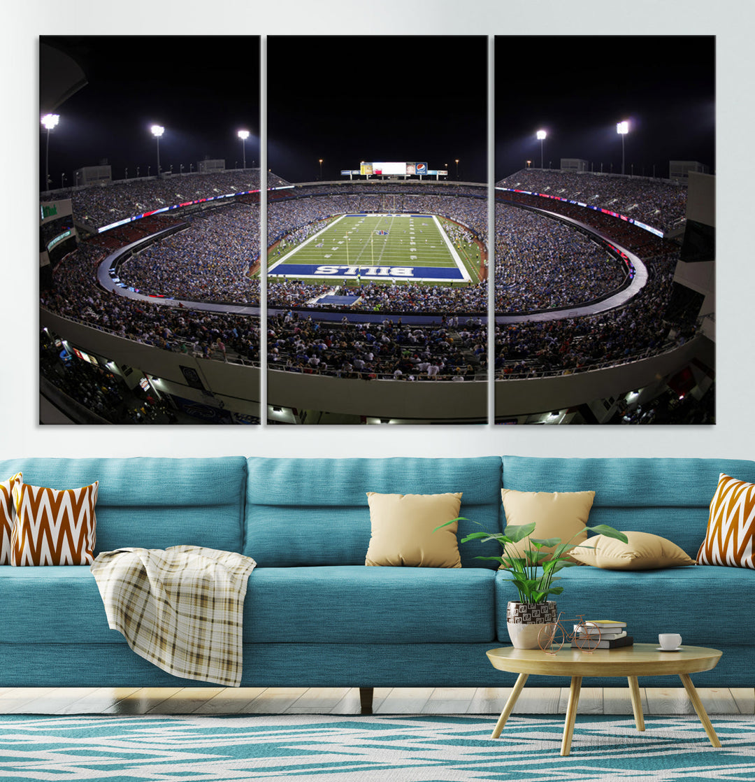 Buffalo Bills Stadium Wall Art Canvas Print, Game Night at Highmark Stadium American Football Stadium Wall Art Canvas Print - NFL Wall Art