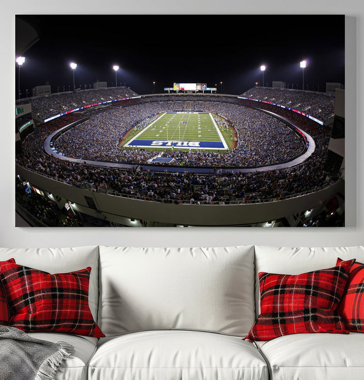 Buffalo Bills Stadium Wall Art Canvas Print, Game Night at Highmark Stadium American Football Stadium Wall Art Canvas Print - NFL Wall Art