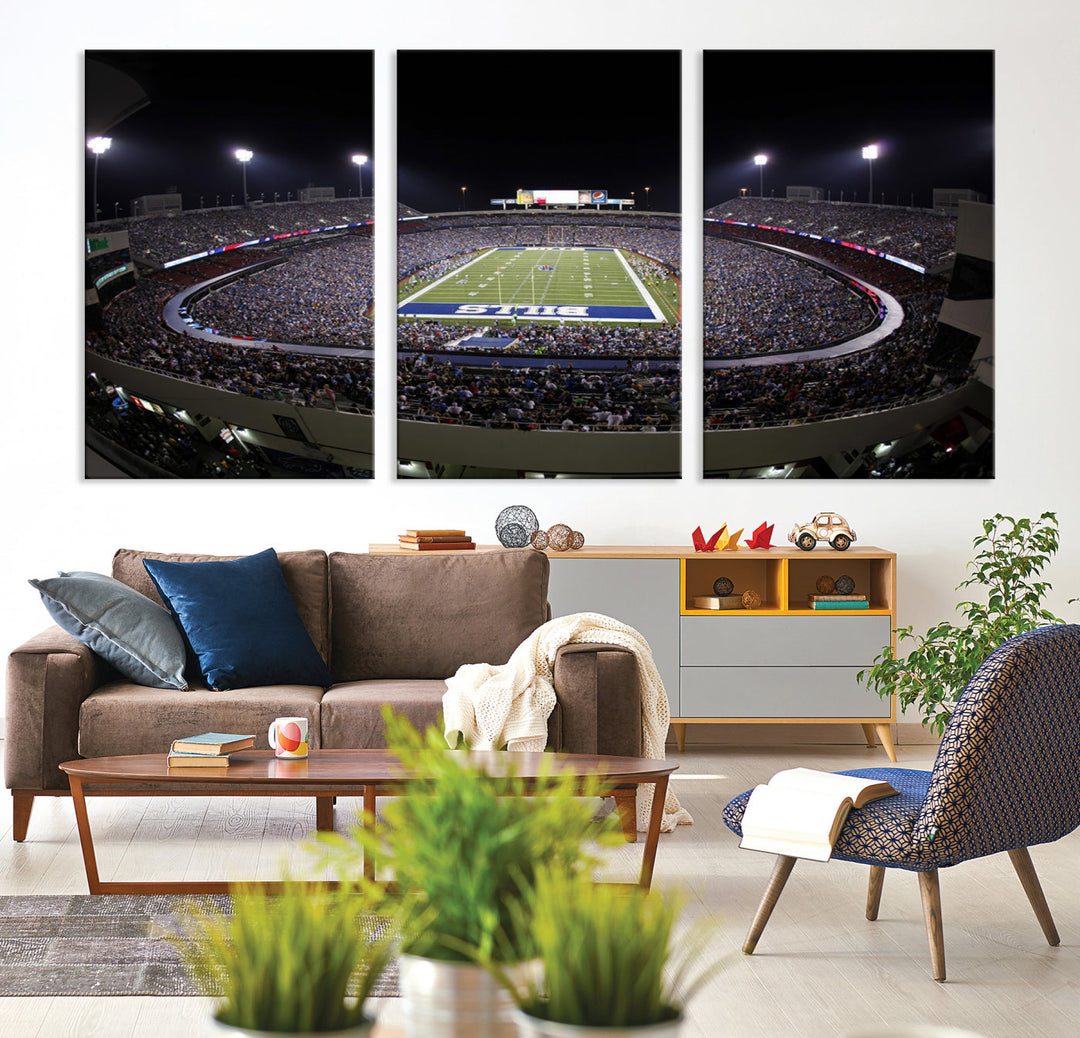 Buffalo Bills Stadium Wall Art Canvas Print, Game Night at Highmark Stadium American Football Stadium Wall Art Canvas Print - NFL Wall Art