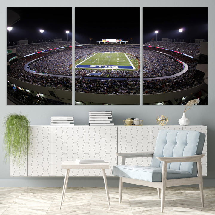 Buffalo Bills Stadium Wall Art Canvas Print, Game Night at Highmark Stadium American Football Stadium Wall Art Canvas Print - NFL Wall Art