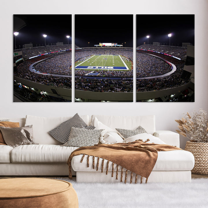 Buffalo Bills Stadium Wall Art Canvas Print, Game Night at Highmark Stadium American Football Stadium Wall Art Canvas Print - NFL Wall Art