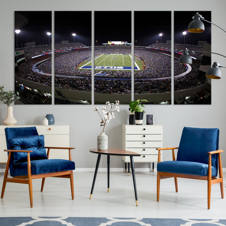 Buffalo Bills Stadium Wall Art Canvas Print, Game Night at Highmark Stadium American Football Stadium Wall Art Canvas Print - NFL Wall Art