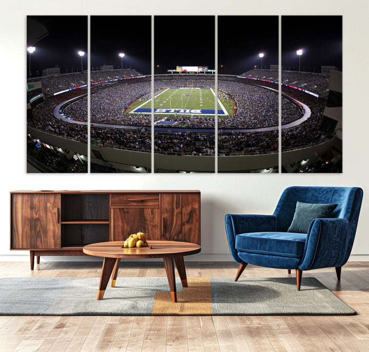 Buffalo Bills Stadium Wall Art Canvas Print, Game Night at Highmark Stadium American Football Stadium Wall Art Canvas Print - NFL Wall Art