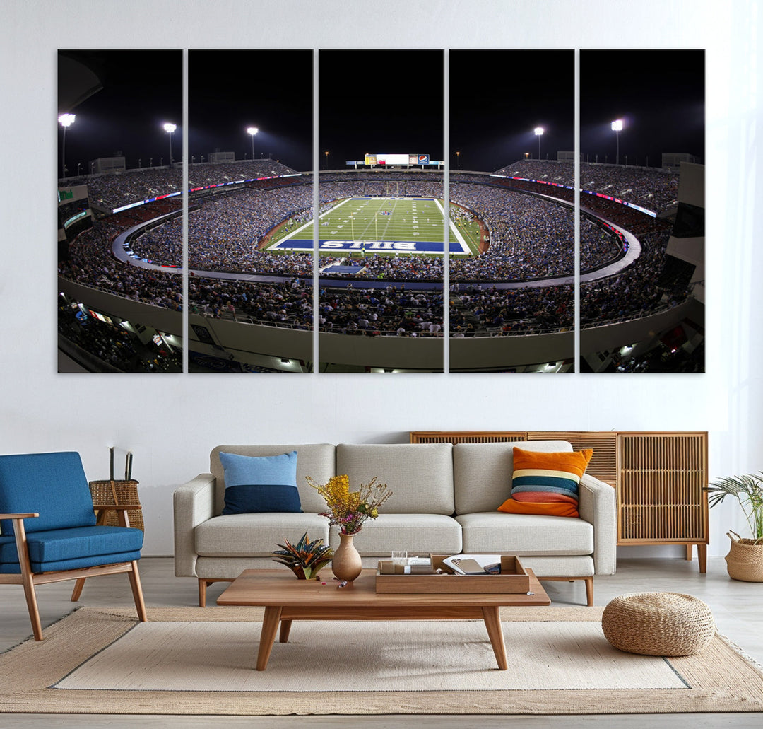 Buffalo Bills Stadium Wall Art Canvas Print, Game Night at Highmark Stadium American Football Stadium Wall Art Canvas Print - NFL Wall Art