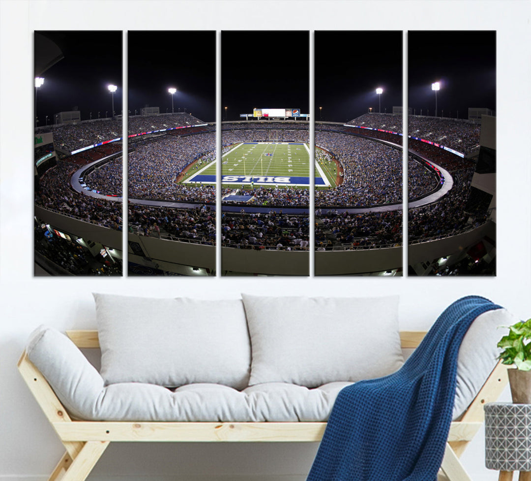 Buffalo Bills Stadium Wall Art Canvas Print, Game Night at Highmark Stadium American Football Stadium Wall Art Canvas Print - NFL Wall Art