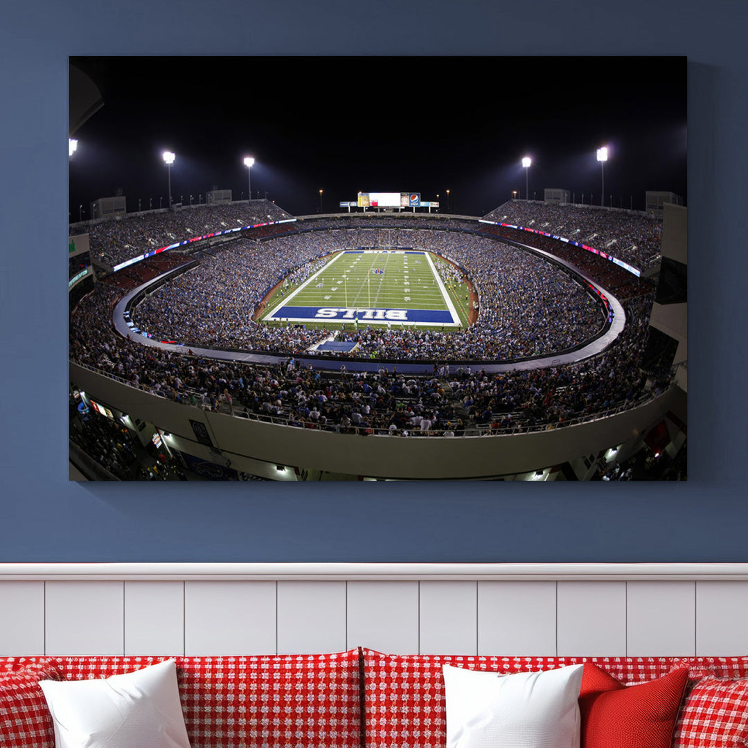 Buffalo Bills Stadium Wall Art Canvas Print, Game Night at Highmark Stadium American Football Stadium Wall Art Canvas Print - NFL Wall Art