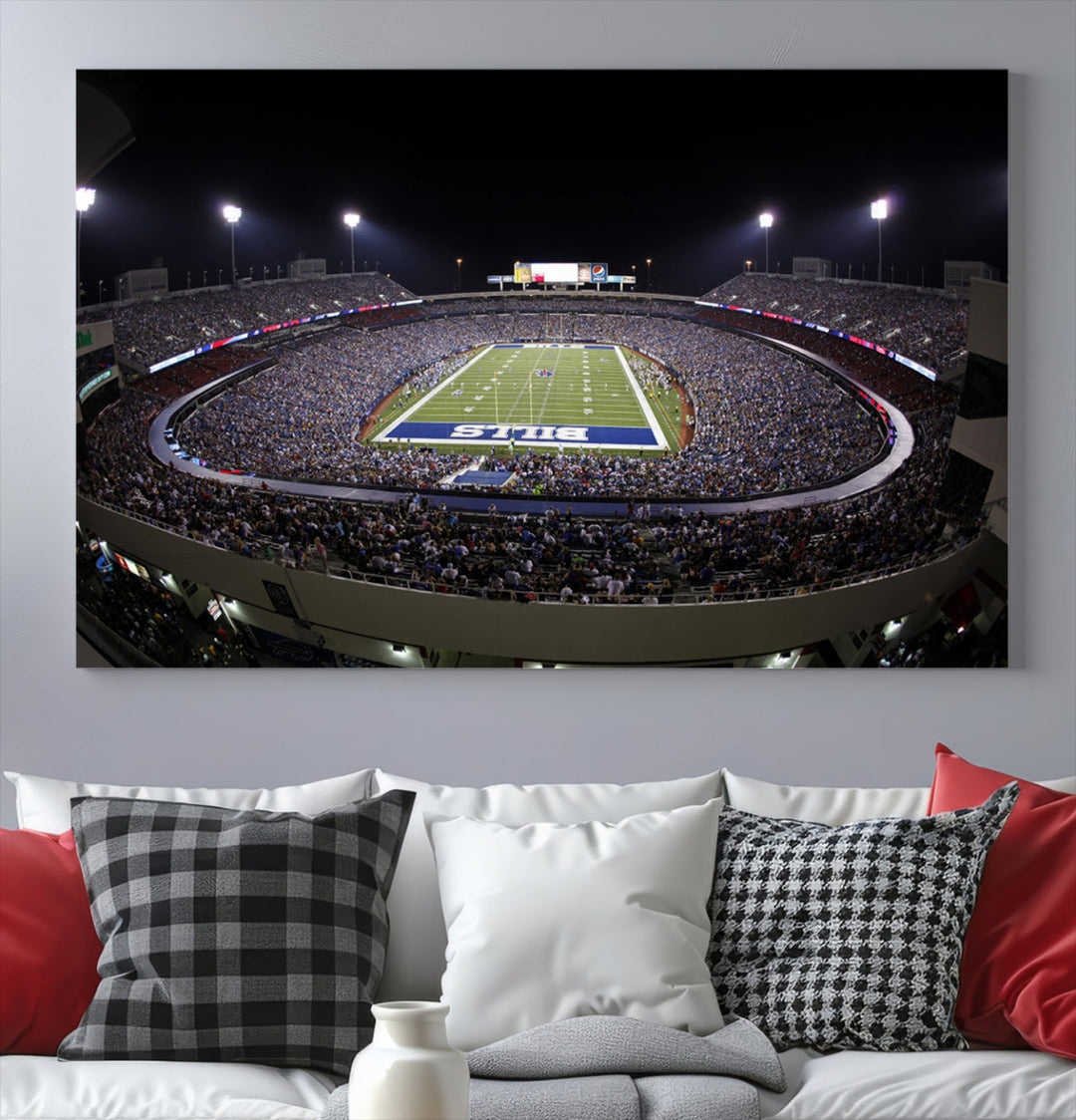 Buffalo Bills Stadium Wall Art Canvas Print, Game Night at Highmark Stadium American Football Stadium Wall Art Canvas Print - NFL Wall Art