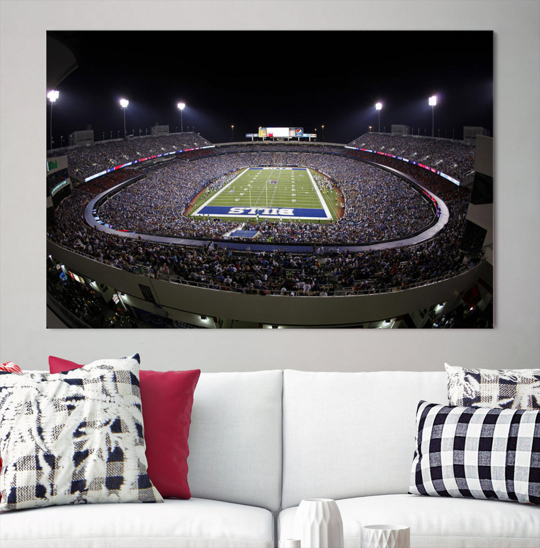 Buffalo Bills Stadium Wall Art Canvas Print, Game Night at Highmark Stadium American Football Stadium Wall Art Canvas Print - NFL Wall Art