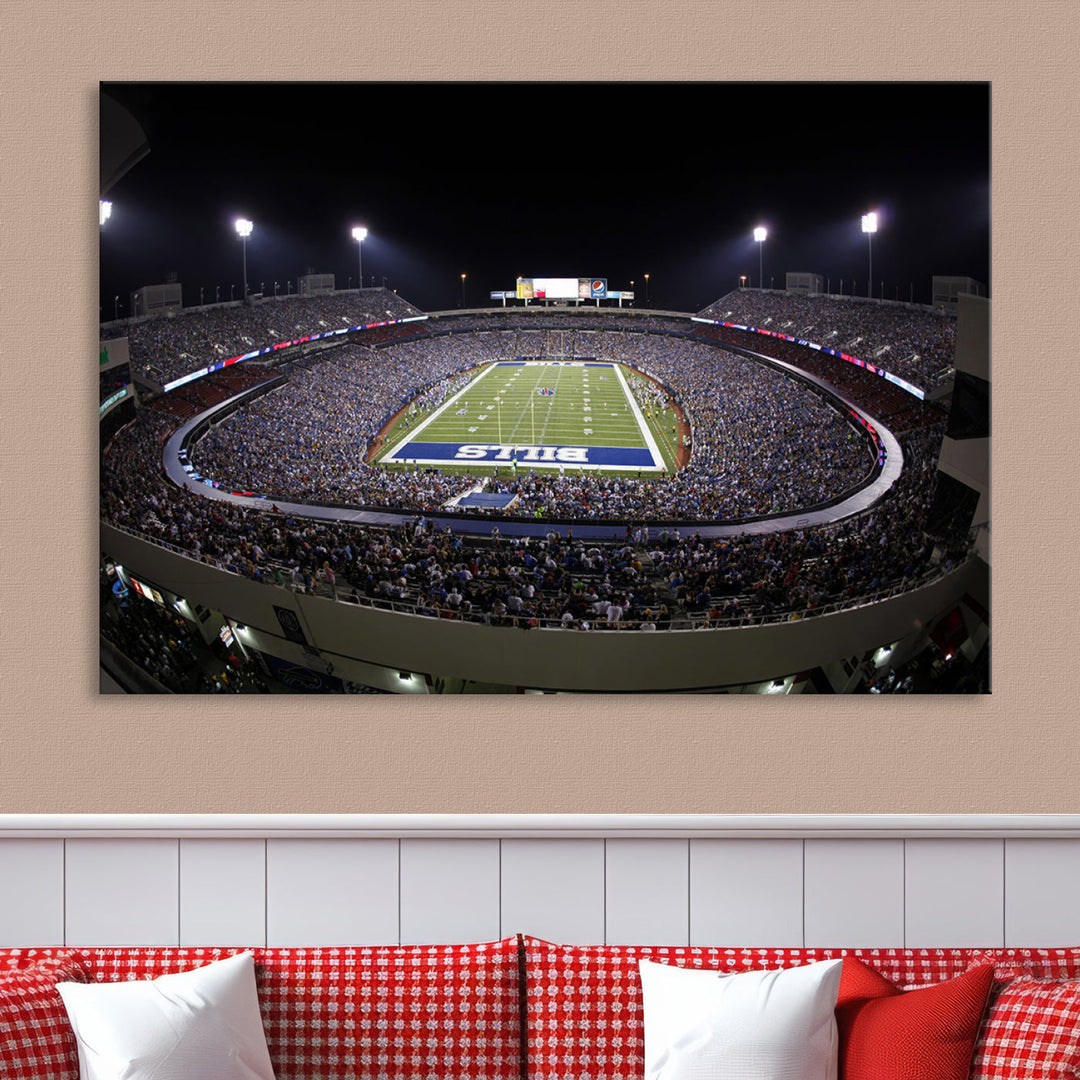 Buffalo Bills Stadium Wall Art Canvas Print, Game Night at Highmark Stadium American Football Stadium Wall Art Canvas Print - NFL Wall Art