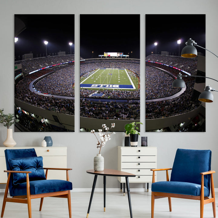 Buffalo Bills Stadium Wall Art Canvas Print, Game Night at Highmark Stadium American Football Stadium Wall Art Canvas Print - NFL Wall Art