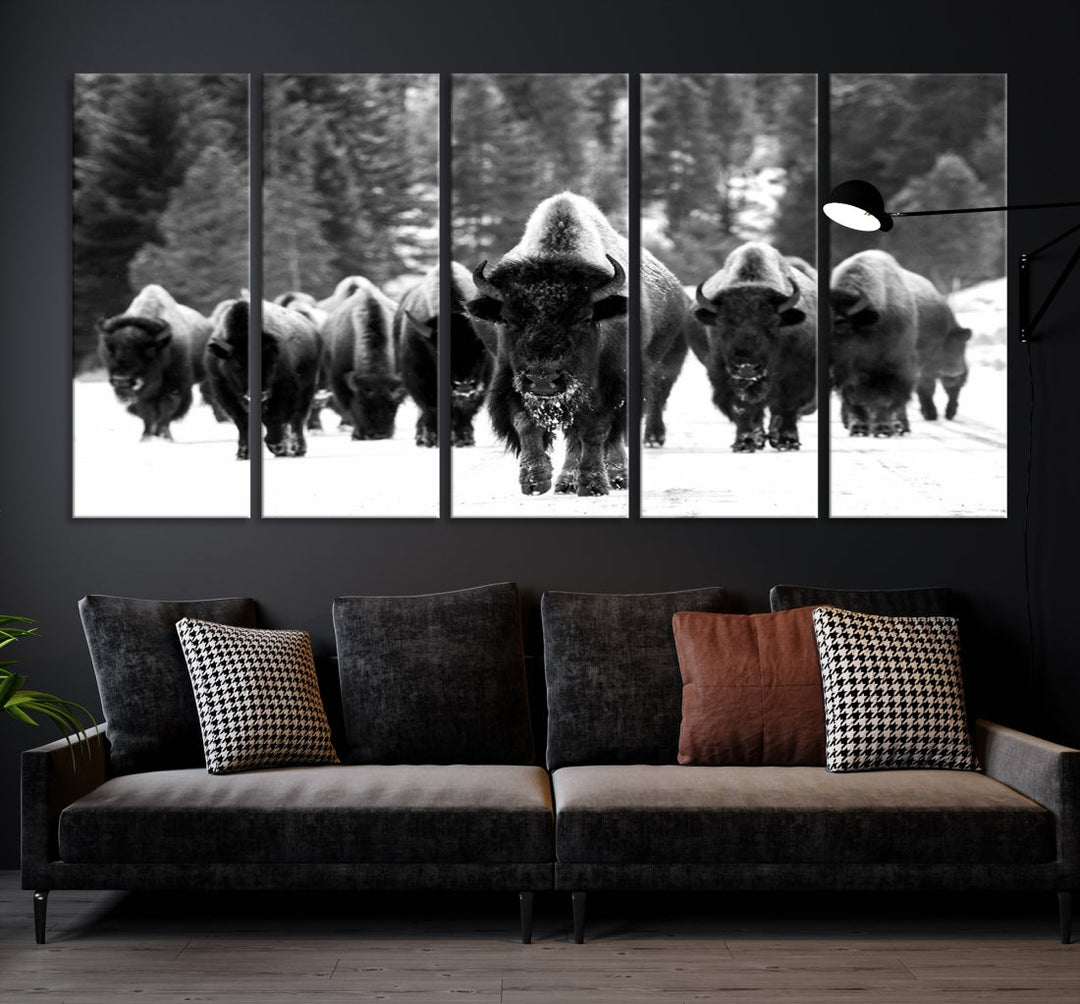 Buffalo Herd Wall Art Canvas Print, Bison Canvas Print