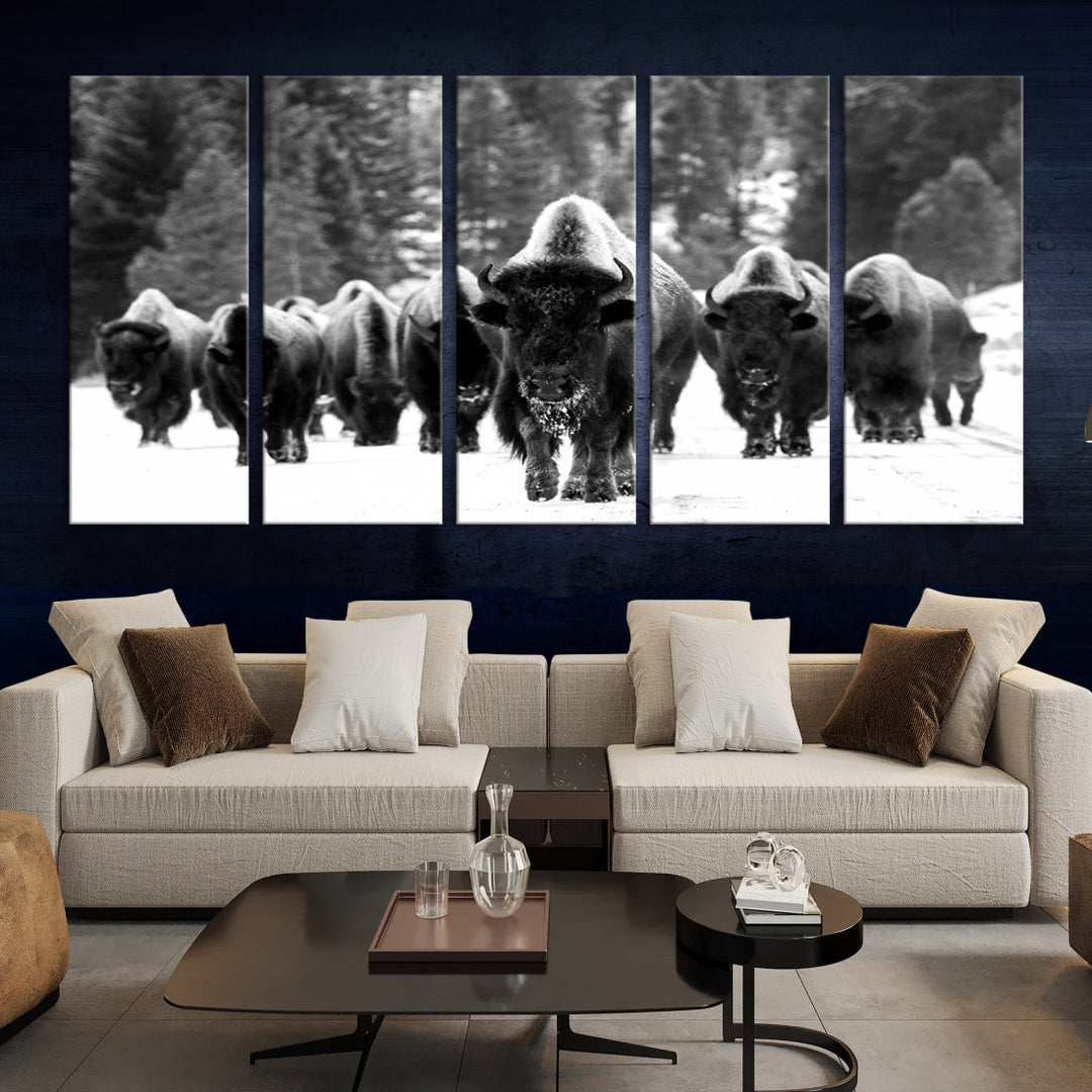 Buffalo Herd Wall Art Canvas Print, Bison Canvas Print