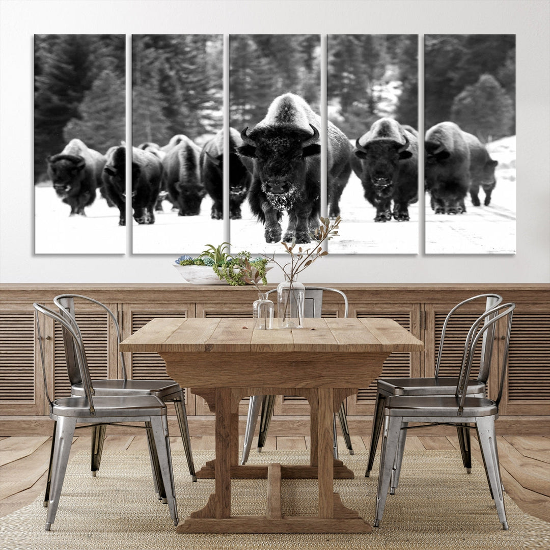 Buffalo Herd Wall Art Canvas Print, Bison Canvas Print