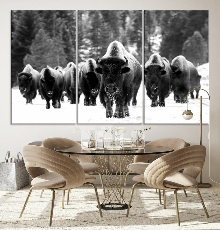 Buffalo Herd Wall Art Canvas Print, Bison Canvas Print