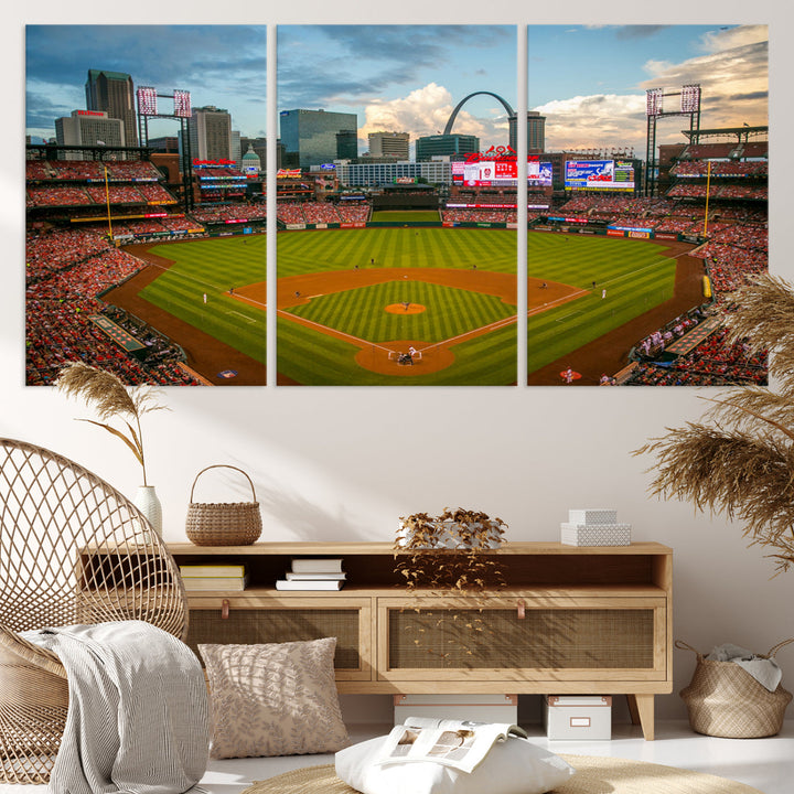 Busch Stadium St Louis Cardinals Stadium Wall Art Canvas Print - Baseball Multi Panel Wall Art Print - Ready to Hang - Framed Wall Art