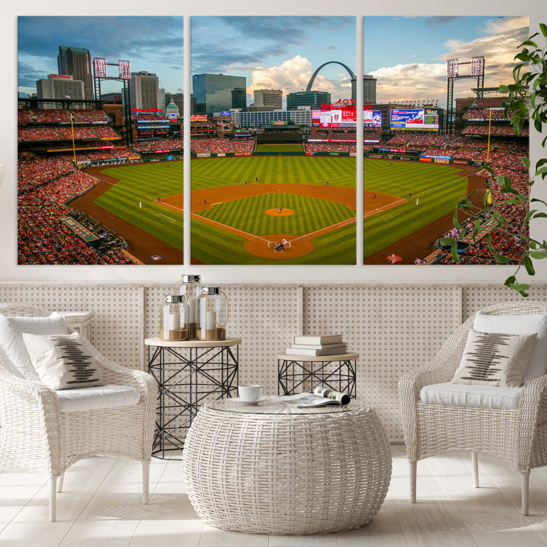 Busch Stadium St Louis Cardinals Stadium Wall Art Canvas Print - Baseball Multi Panel Wall Art Print - Ready to Hang - Framed Wall Art