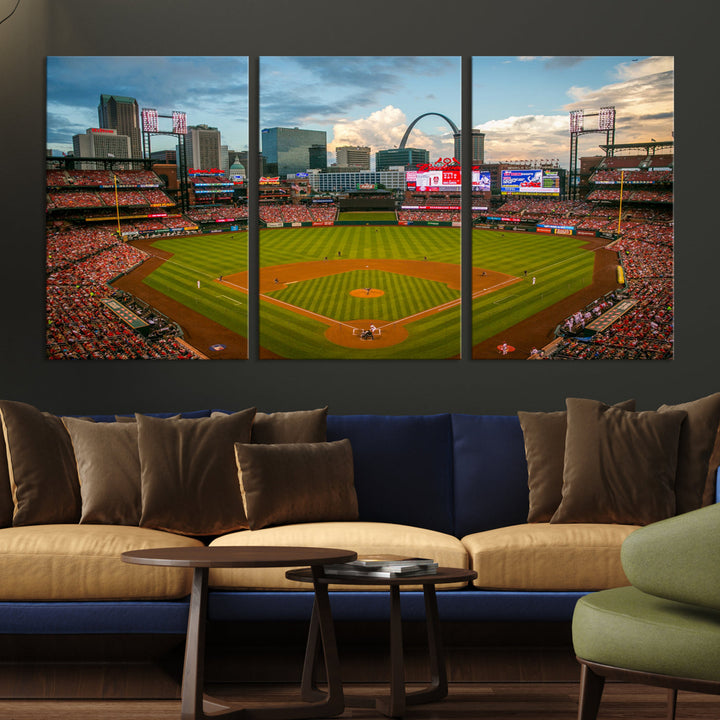 Busch Stadium St Louis Cardinals Stadium Wall Art Canvas Print - Baseball Multi Panel Wall Art Print - Ready to Hang - Framed Wall Art