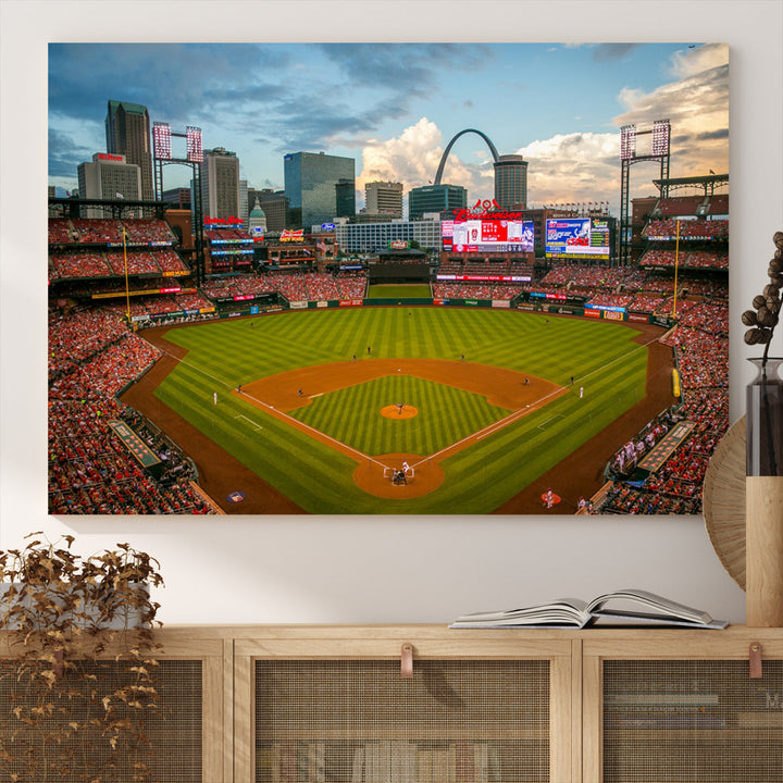 Busch Stadium St Louis Cardinals Stadium Wall Art Canvas Print - Baseball Multi Panel Wall Art Print - Ready to Hang - Framed Wall Art