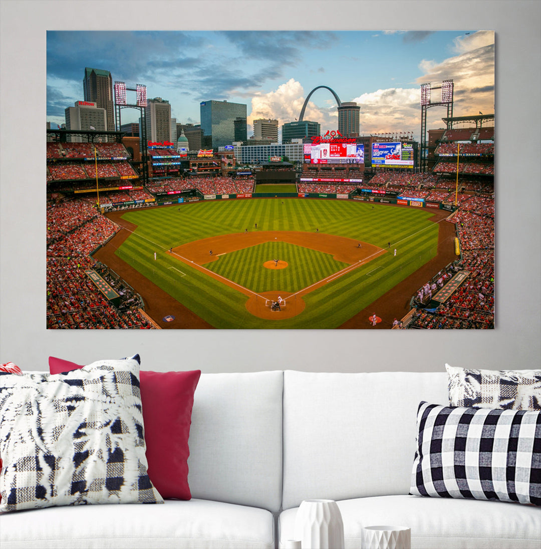 Busch Stadium St Louis Cardinals Stadium Wall Art Canvas Print - Baseball Multi Panel Wall Art Print - Ready to Hang - Framed Wall Art