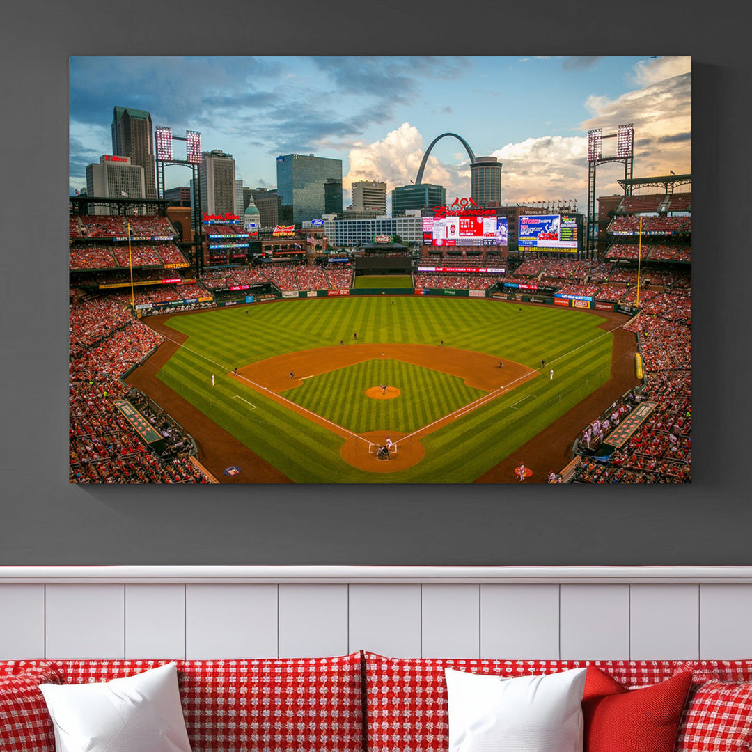 Busch Stadium St Louis Cardinals Stadium Wall Art Canvas Print - Baseball Multi Panel Wall Art Print - Ready to Hang - Framed Wall Art